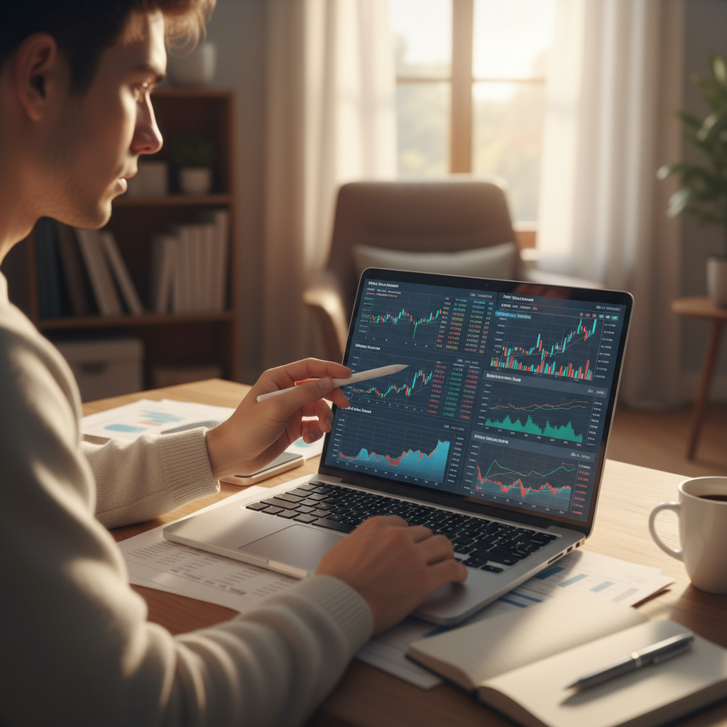 Investisseur analysant les performances de SCPI sur son ordinateur portable
