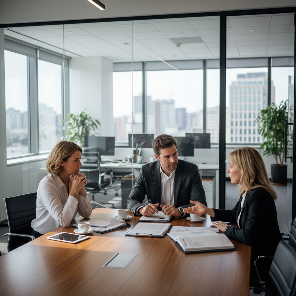 Couple en consultation avec un conseiller en gestion de patrimoine pour investir en SCPI