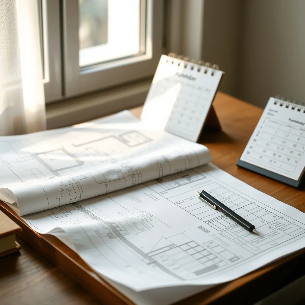 Plans de construction et calendrier pour planifier les délais du permis de construire