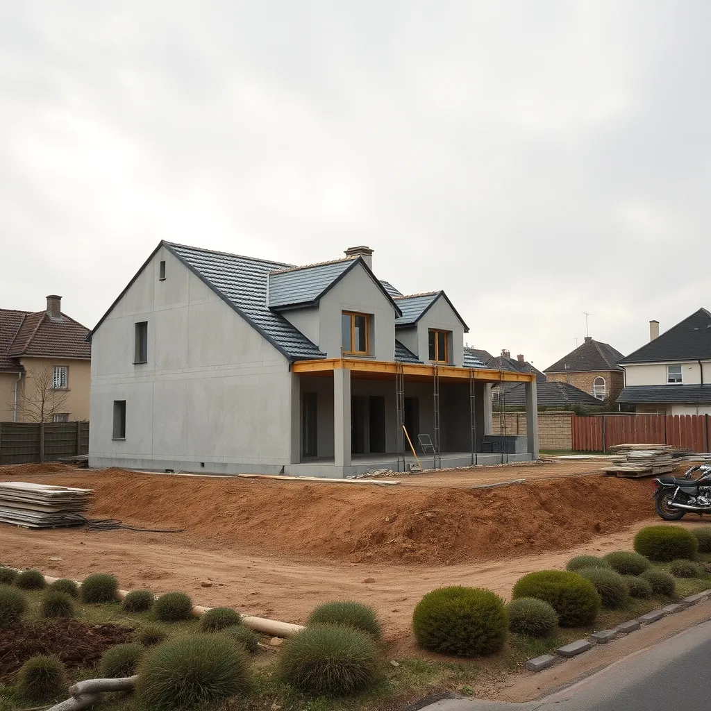 Début de travaux sur un chantier résidentiel validant le commencement dans les délais du permis