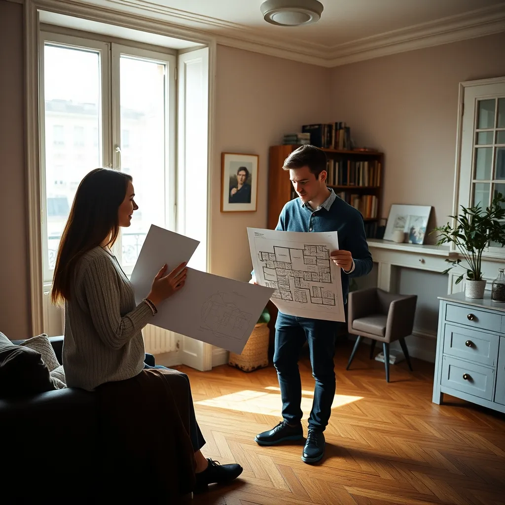 Visite d'un studio parisien rénové avec un agent immobilier dans le nord-est de Paris