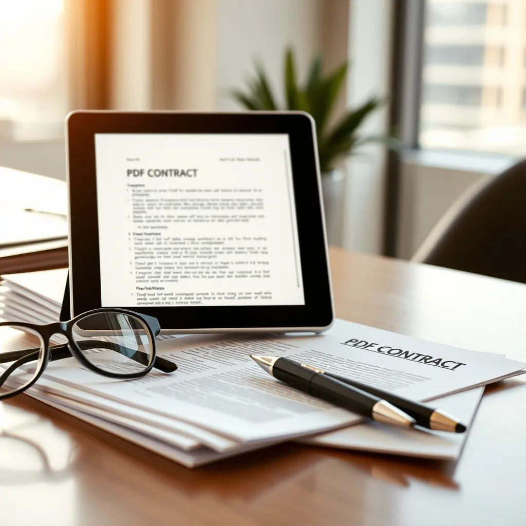Modèle de compromis de vente affiché en format PDF sur tablette