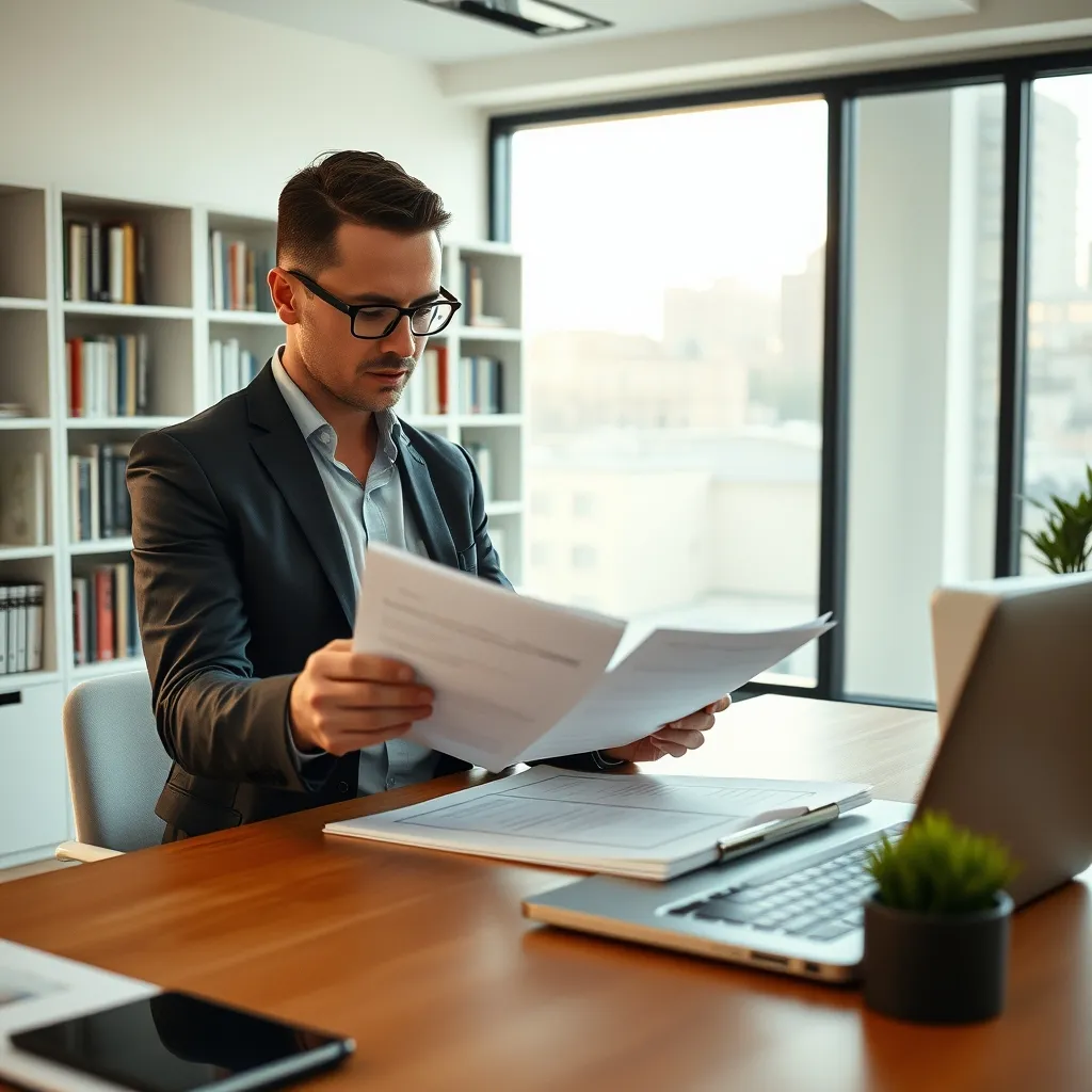 Un gestionnaire de copropriété analyse les documents comptables de l'immeuble