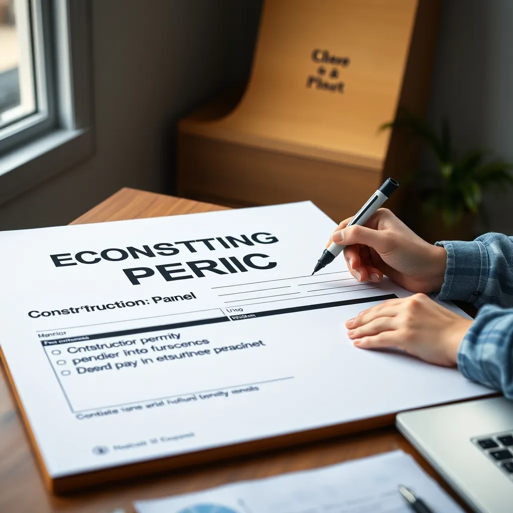 Remplissage des mentions obligatoires sur un panneau de permis de construire