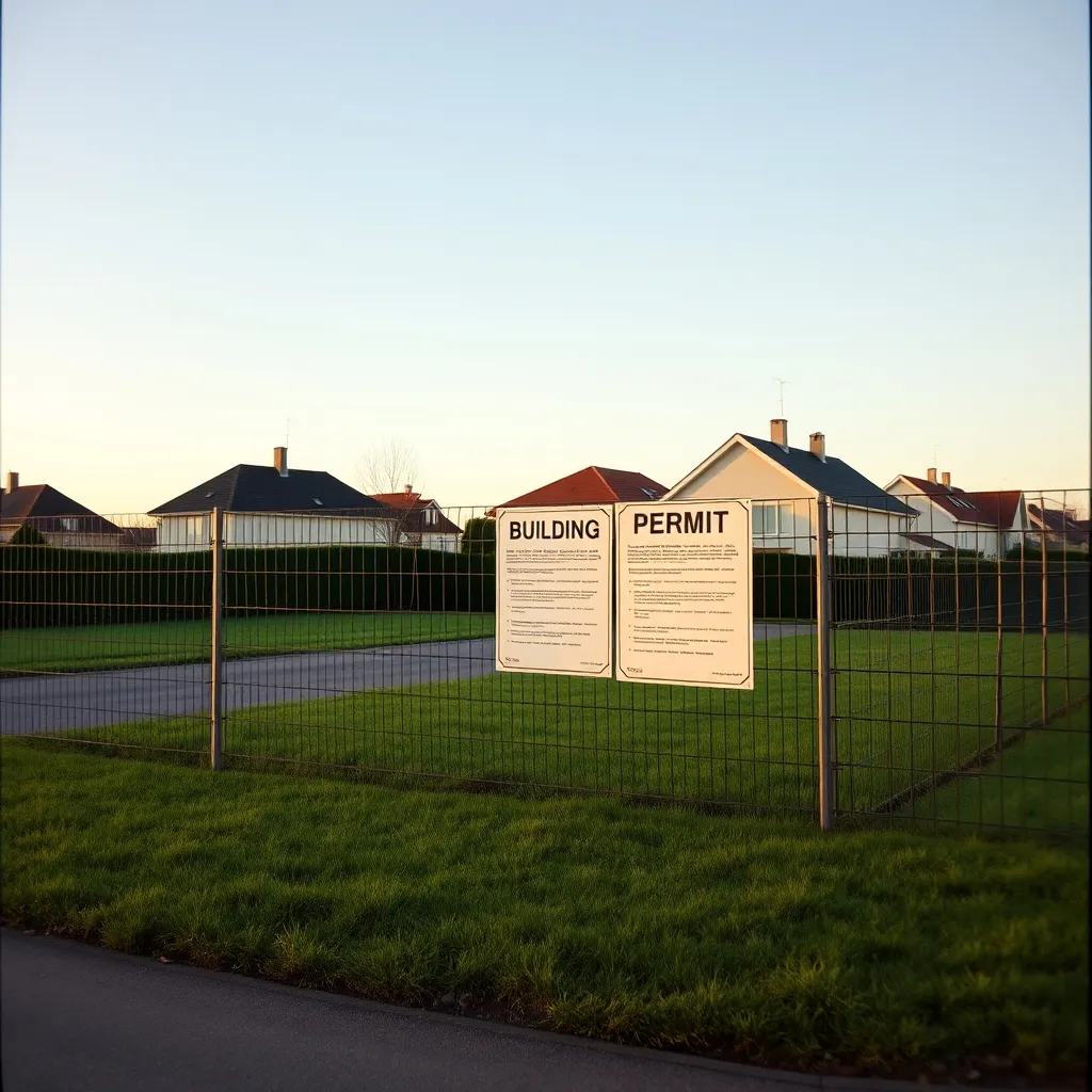 Affichage conforme du panneau sur un terrain résidentiel en zone pavillonnaire