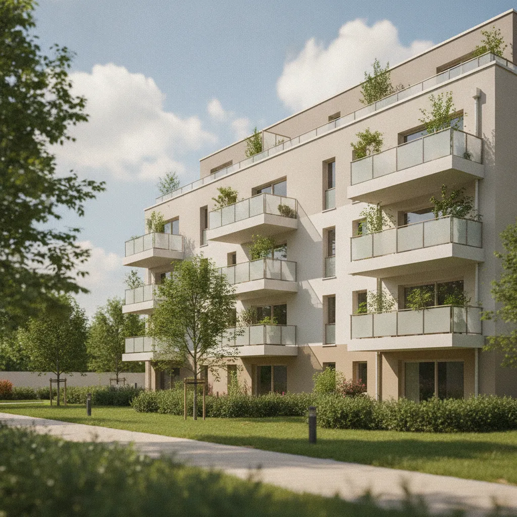 Résidence rénovée dans le quartier du Chemin Vert à Caen, secteur en pleine revalorisation