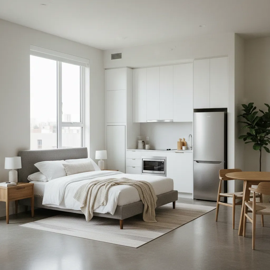 Un studio meublé conforme avec les équipements obligatoires pour la location