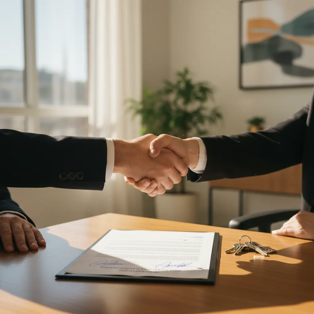 Remise des clés après signature du contrat de location meublée