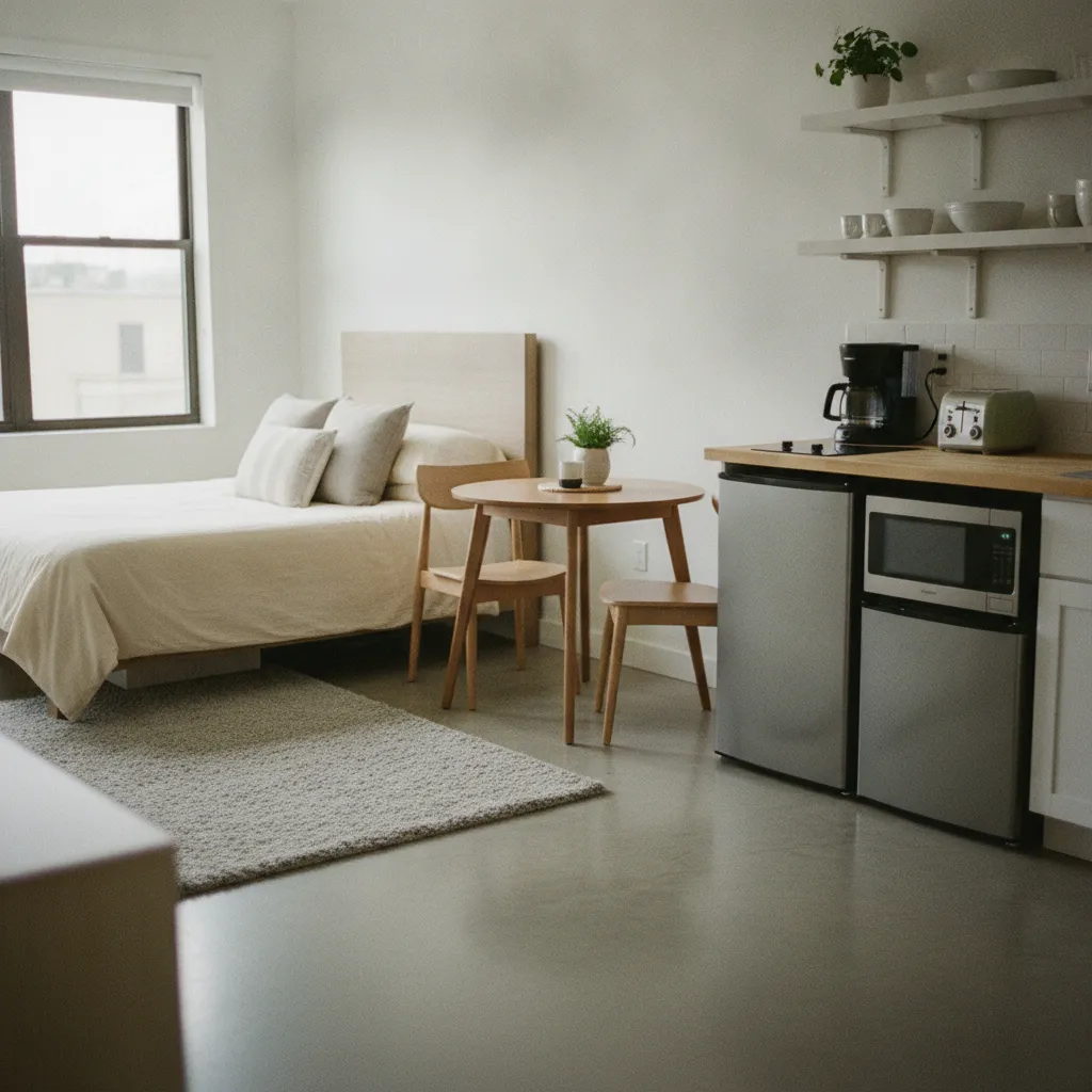 Un studio meublé conforme aux exigences du décret avec tous les équipements obligatoires