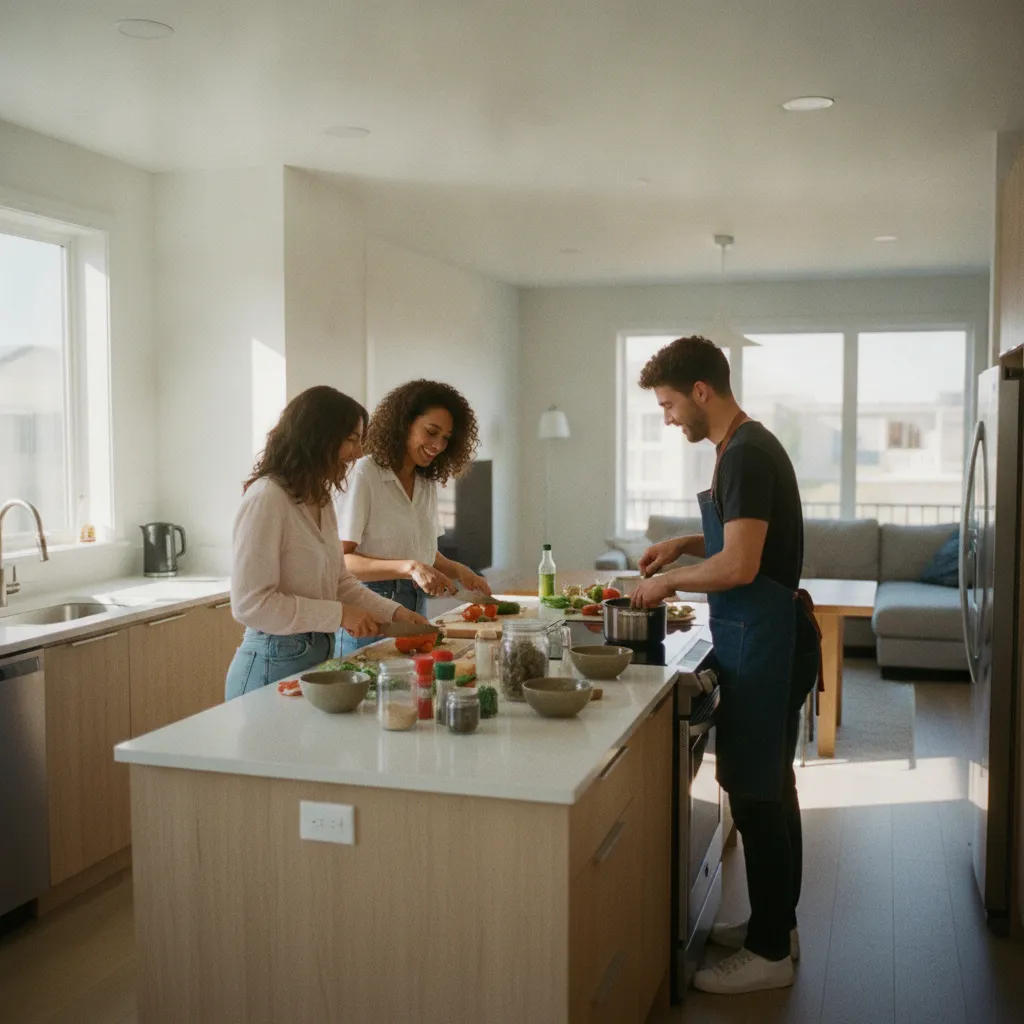 La vie quotidienne dans un appartement en colocation bien organisé